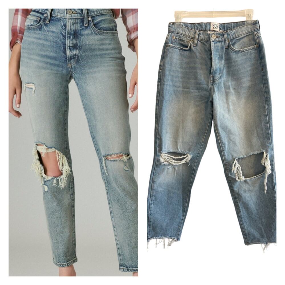 BDG High Waisted Slim Straight Ripped Medium Wash Sz 27